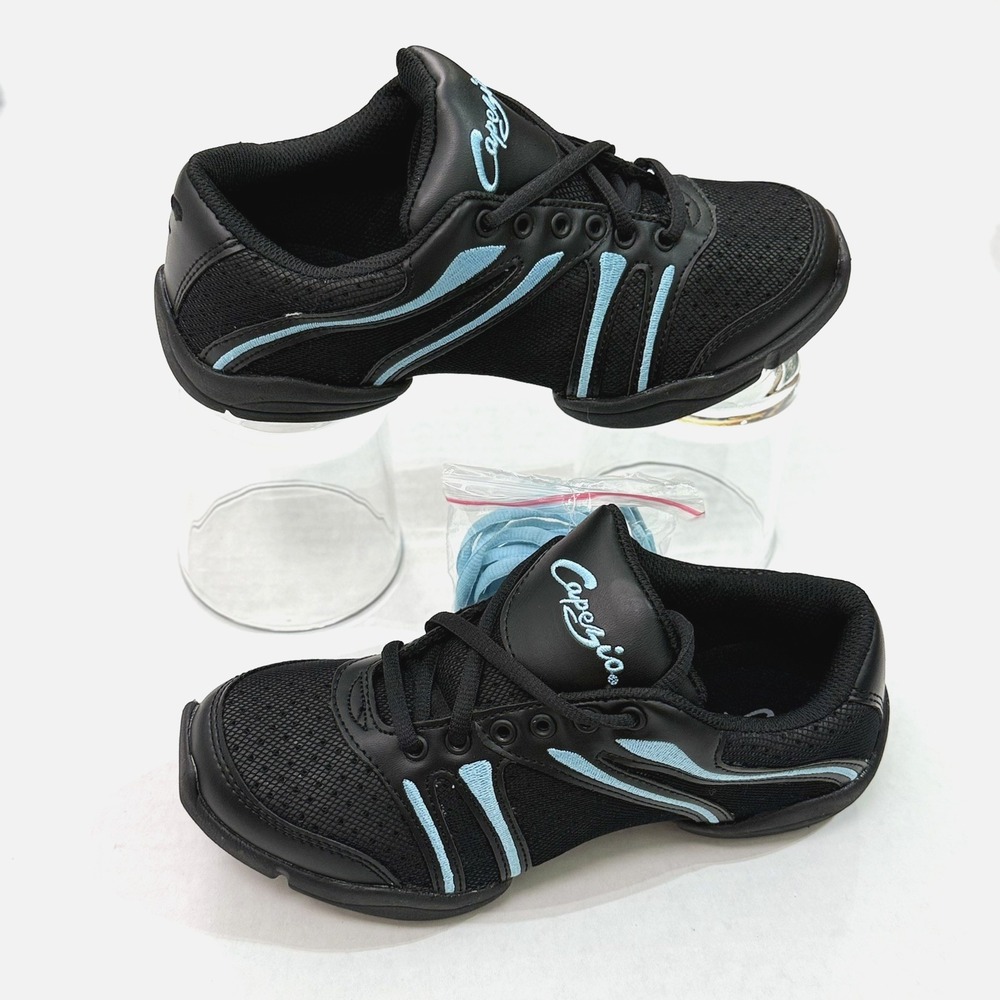New Capezio Bolt Dance Sneaker Shoe DS30 Hip Hop Split Sole Women 6 Black Blue